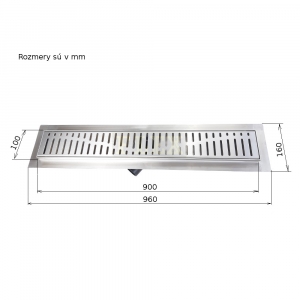 Odtokový žľab Wave, vr. roštu, 90x10 cm, nerez CZ13
