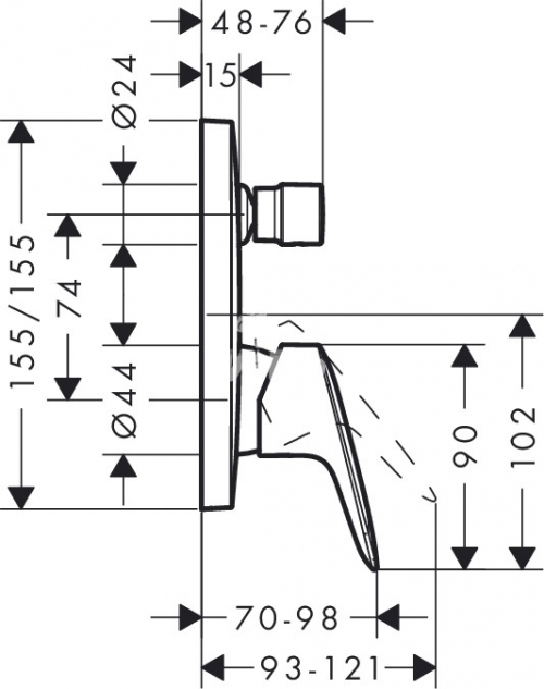 Hansgrohe SET 5 batéria nákres