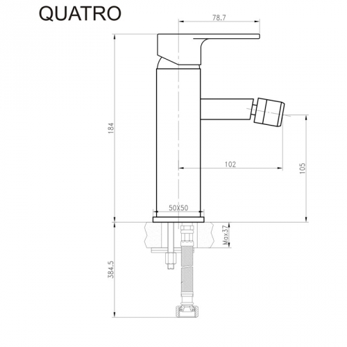 Bidetová batéria Quatro rozmery