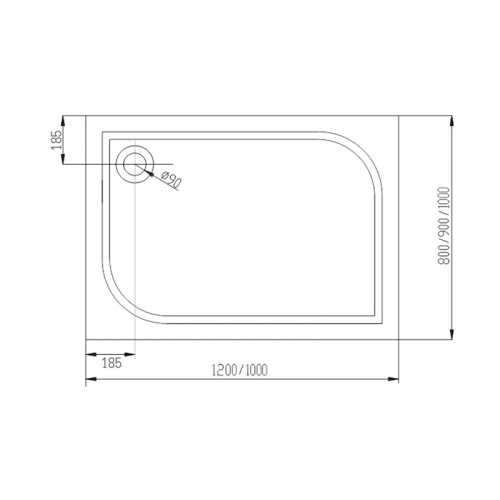 Obdĺžniková sprchová vanička 100x80x3cm liaty mramor CV78M rozmery