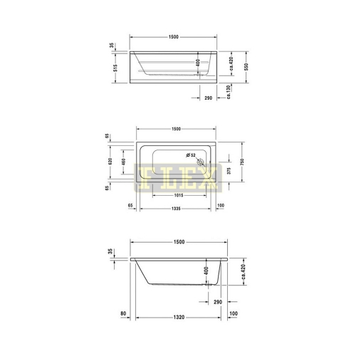 Vaňa  d-code duravit 150x75 rozmery